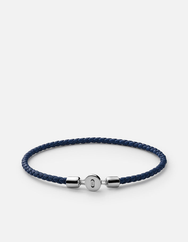 Miansai Bracelets Nexus Leather Bracelet, Sterling Silver Cobalt Blue / M
