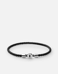 Miansai Bracelets Nexus Leather Bracelet, Sterling Silver Solid Black / M