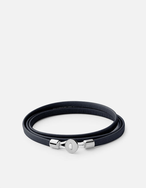 Miansai Bracelets Nexus Wrap Bracelet, Sterling Silver Navy Blue / M