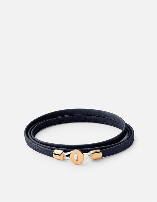 Miansai Bracelets Nexus Wrap Bracelet, Gold Vermeil Navy Blue / S