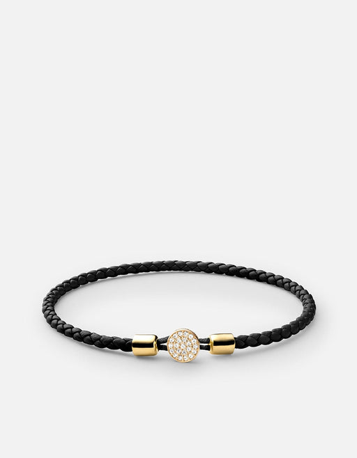 Miansai Bracelets Nexus Leather Bracelet, Gold Vermeil/Sapphire Black/14k Gold Pave / S