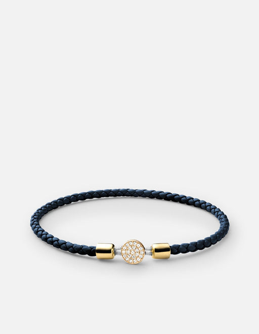 Miansai Bracelets Nexus Leather Bracelet, Gold Vermeil/Sapphire Light Navy/14k Gold Pave / S