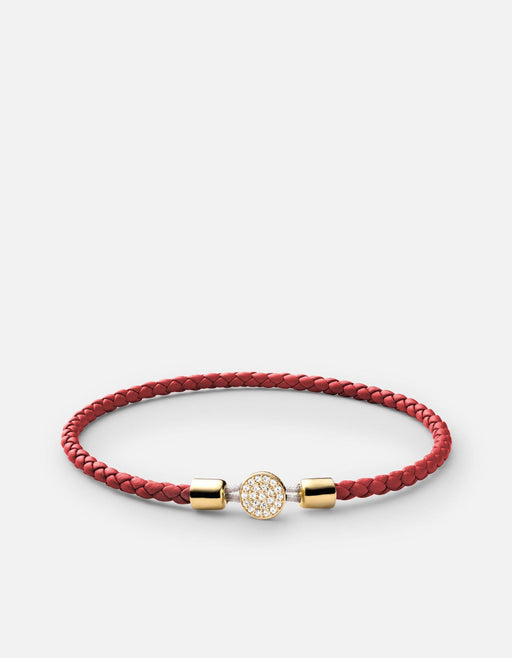 Miansai Bracelets Nexus Leather Bracelet, 14k Gold Pavé Red / S