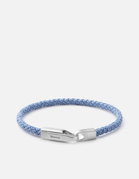 Miansai Bracelets Crew Rope Ribbon Bracelet, Matte Silver Light Blue / M