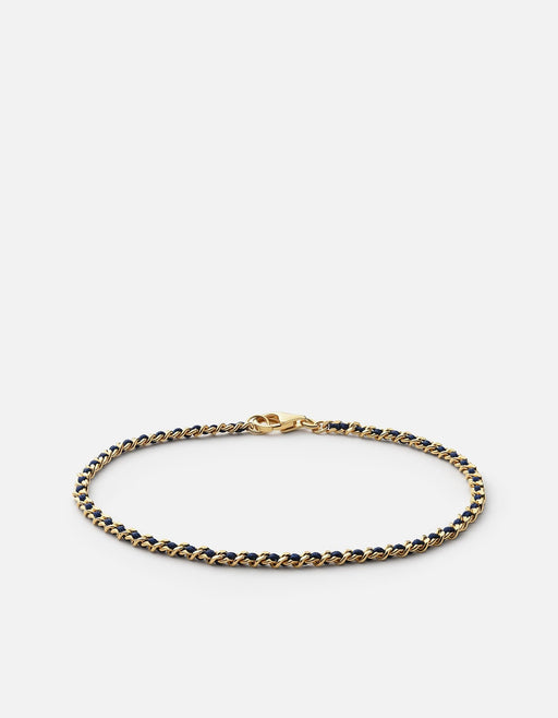 Miansai Bracelets 2mm Braided Chain Bracelet, Gold Vermeil Navy Blue / M