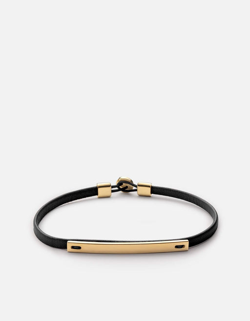 Miansai Bracelets Nexus ID Leather Bracelet, Gold Vermeil Black / S / Monogram: No