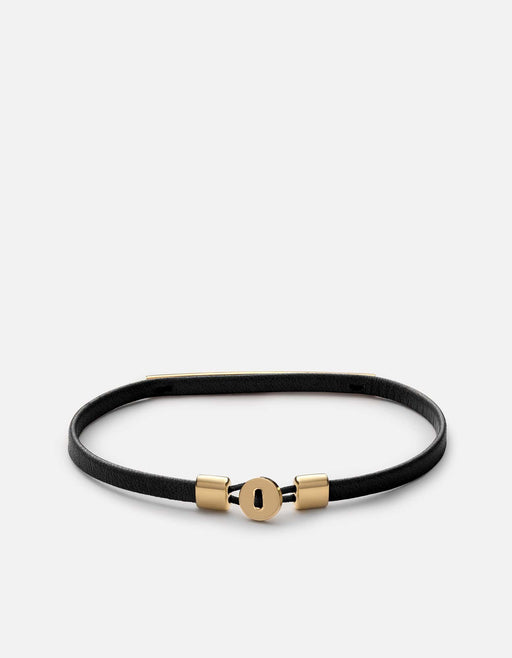 Miansai Bracelets Nexus ID Leather Bracelet, Gold Vermeil