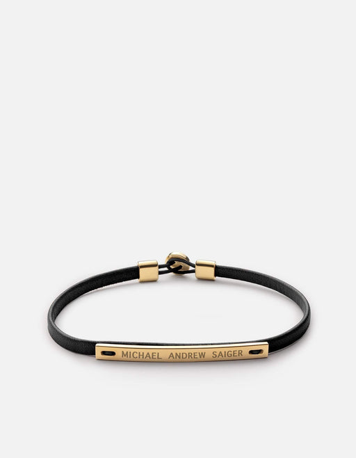 Miansai Bracelets Nexus ID Leather Bracelet, Gold Vermeil Black / S / Monogram: Yes