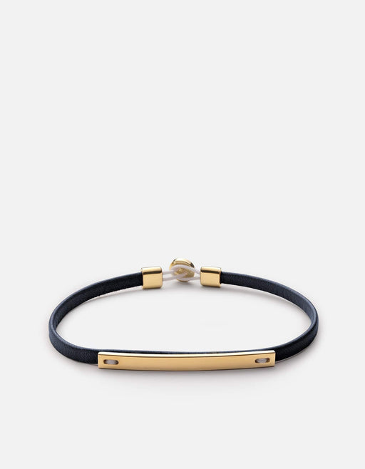 Miansai Bracelets Nexus ID Leather Bracelet, Gold Vermeil Navy Blue / S / Monogram: No