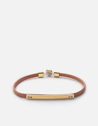 Miansai Bracelets Nexus ID Leather Bracelet, Gold Vermeil Salmon / S / Monogram: No