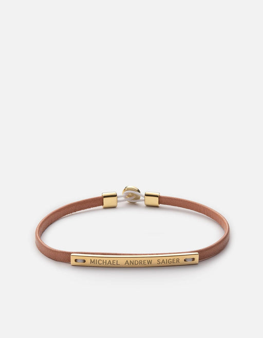 Miansai Bracelets Nexus ID Leather Bracelet, Gold Vermeil Salmon / S / Monogram: Yes