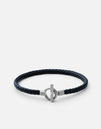 Miansai Bracelets Atlas Leather Bracelet, Matte Sterling Silver/Navy Blue Navy Blue / M