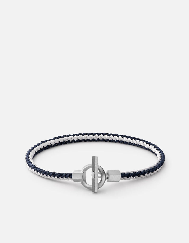 Miansai Bracelets Atlas Rope Bracelet, Matte Sterling Silver Navy/White / M