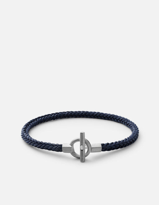 Miansai Bracelets Atlas Rope Bracelet, Matte Sterling Silver Solid Navy / M