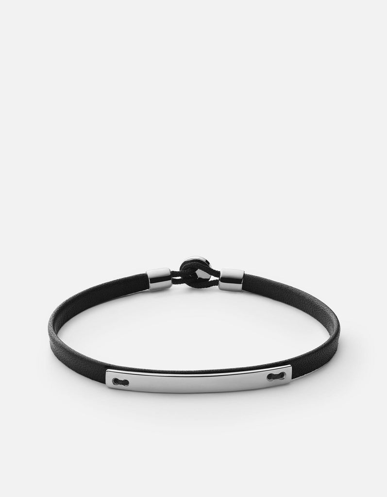 Miansai Bracelets Nexus ID Leather Bracelet, Matte Silver Black / M / Monogram: No