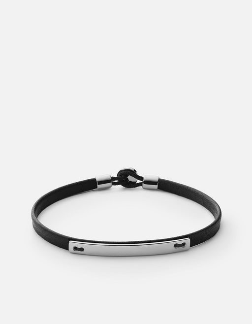 Miansai Bracelets Nexus ID Leather Bracelet, Matte Silver Black / M / Monogram: No