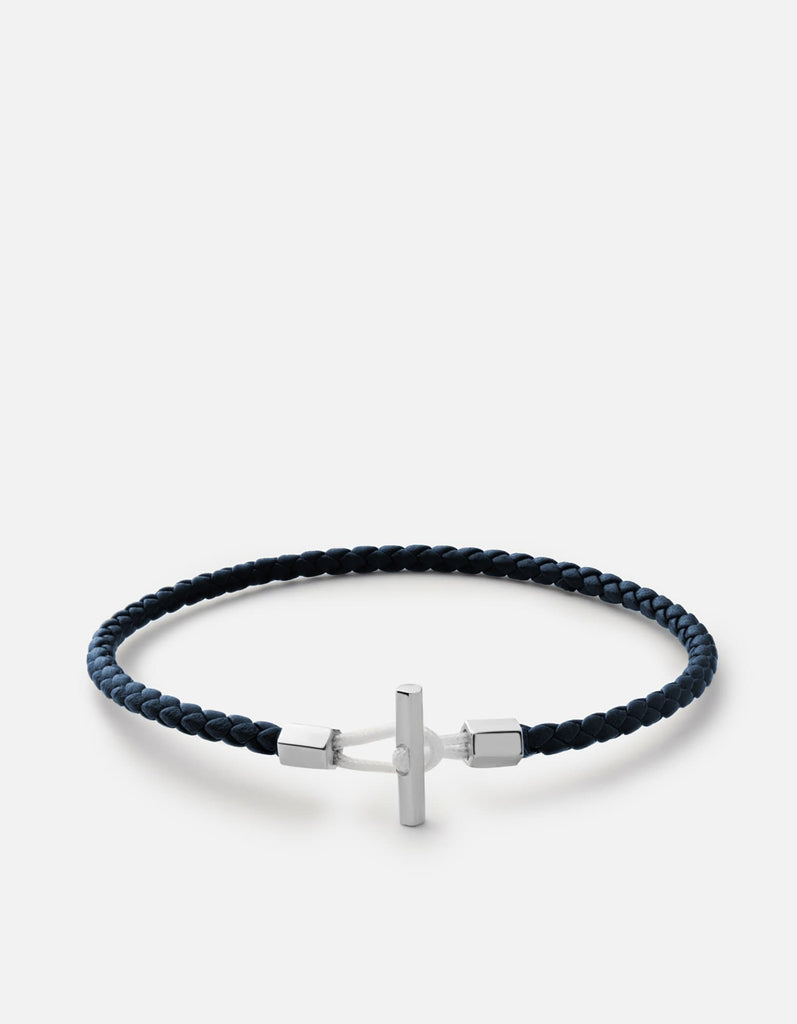 Miansai Bracelets Vice Leather Bracelet, Sterling Silver Light Navy / M