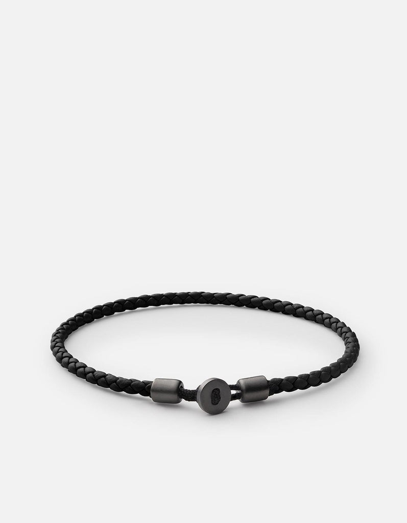 Miansai Bracelets Nexus Leather Bracelet, Matte Black Rhodium Black / S
