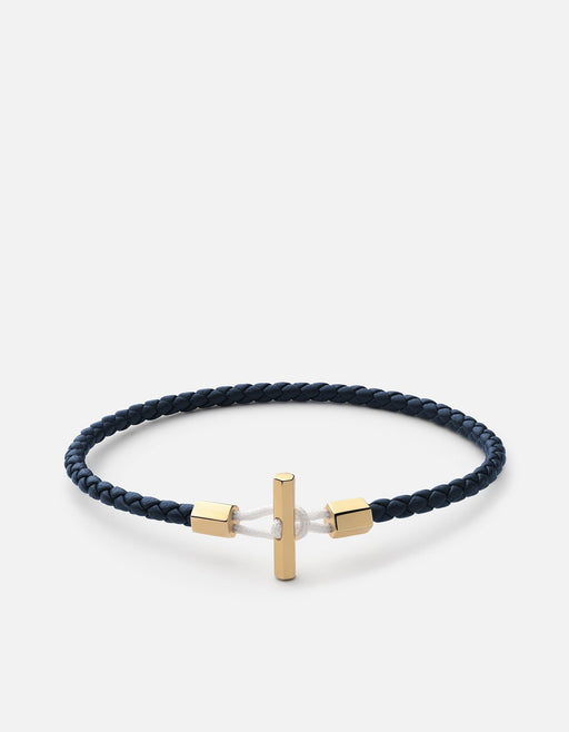 Miansai Bracelets Vice Leather Bracelet, Gold Vermeil Light Navy / M