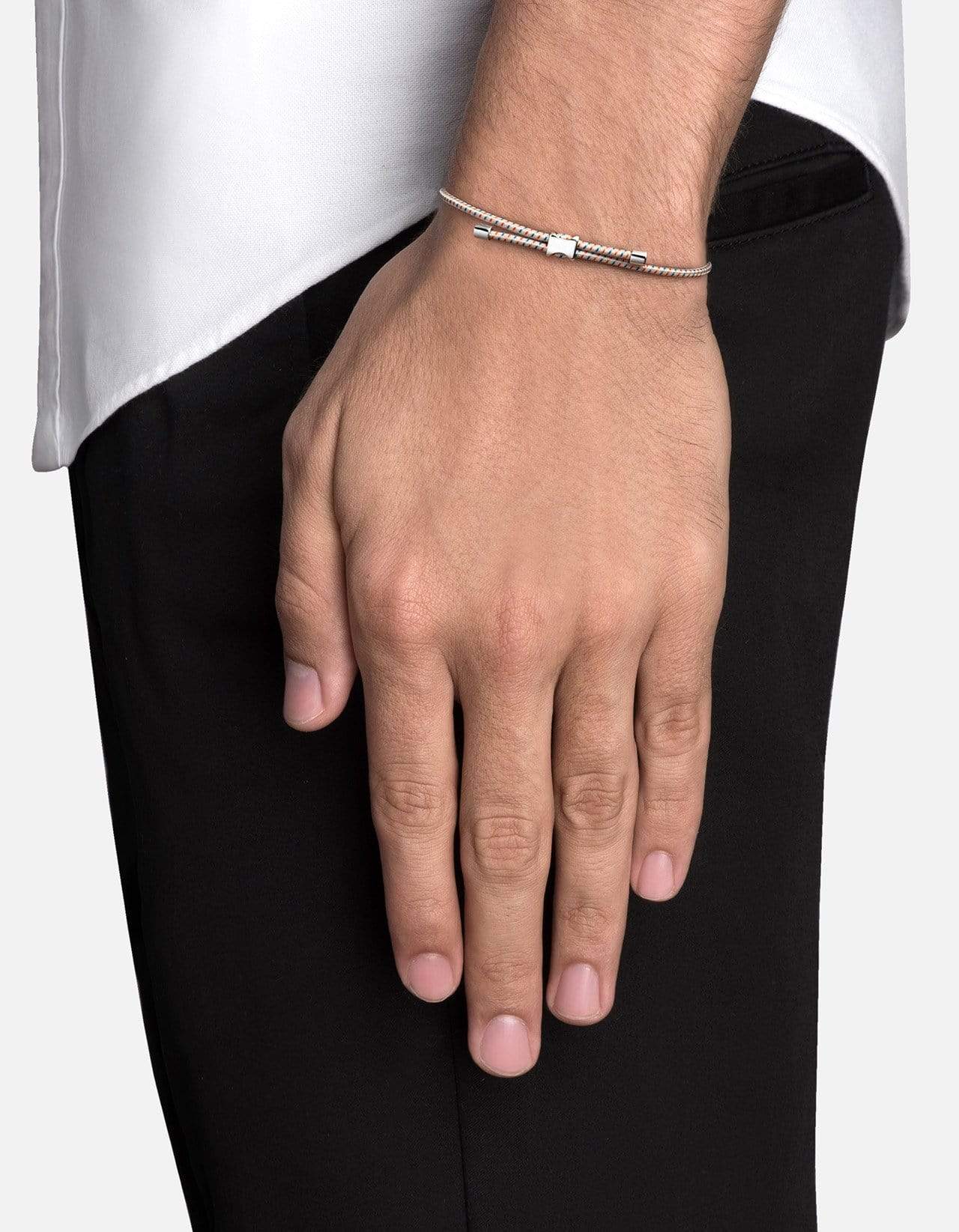 Men's Orson Pull Bungee Rope Bracelet, Sterling Silver / Solid