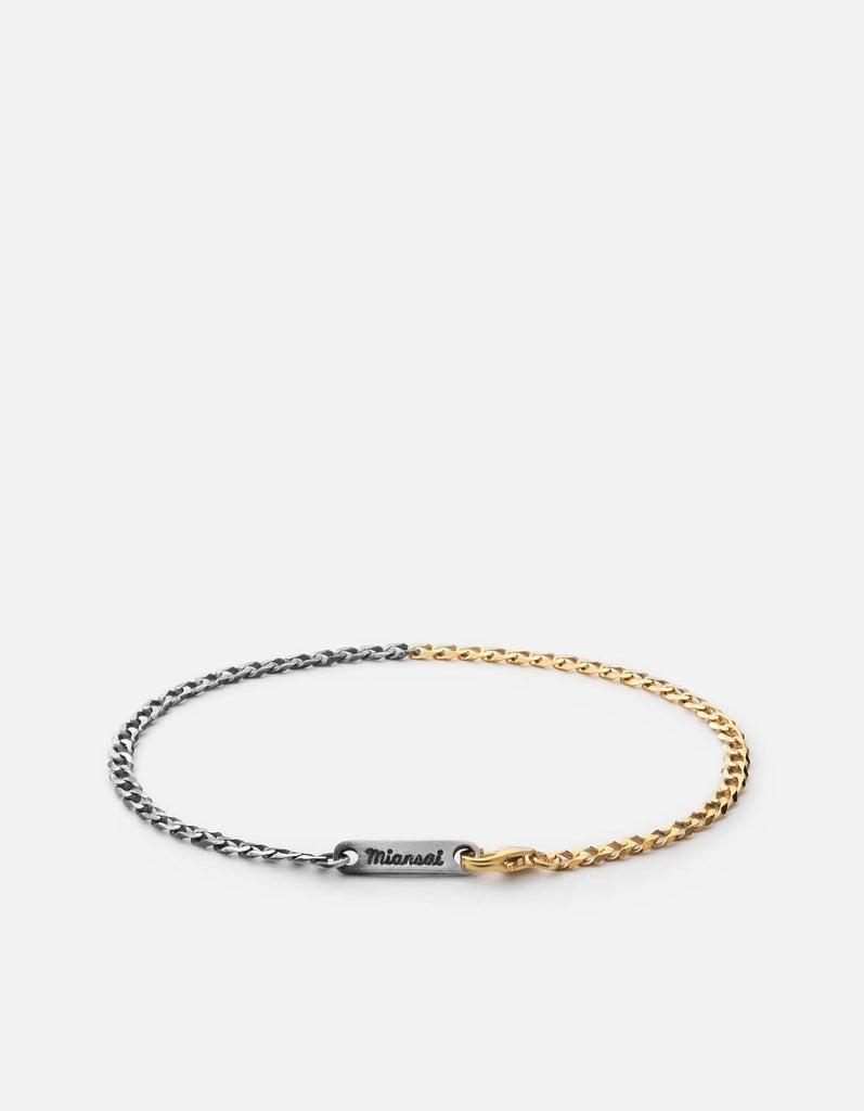 Miansai Bracelets 3mm Cuban Chain Bracelet, Matte Oxidized/Gold Matte Oxidized/Polished Gold / M