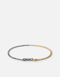 Miansai Bracelets 3mm Cuban Chain Bracelet, Matte Oxidized/Gold Matte Oxidized/Polished Gold / M