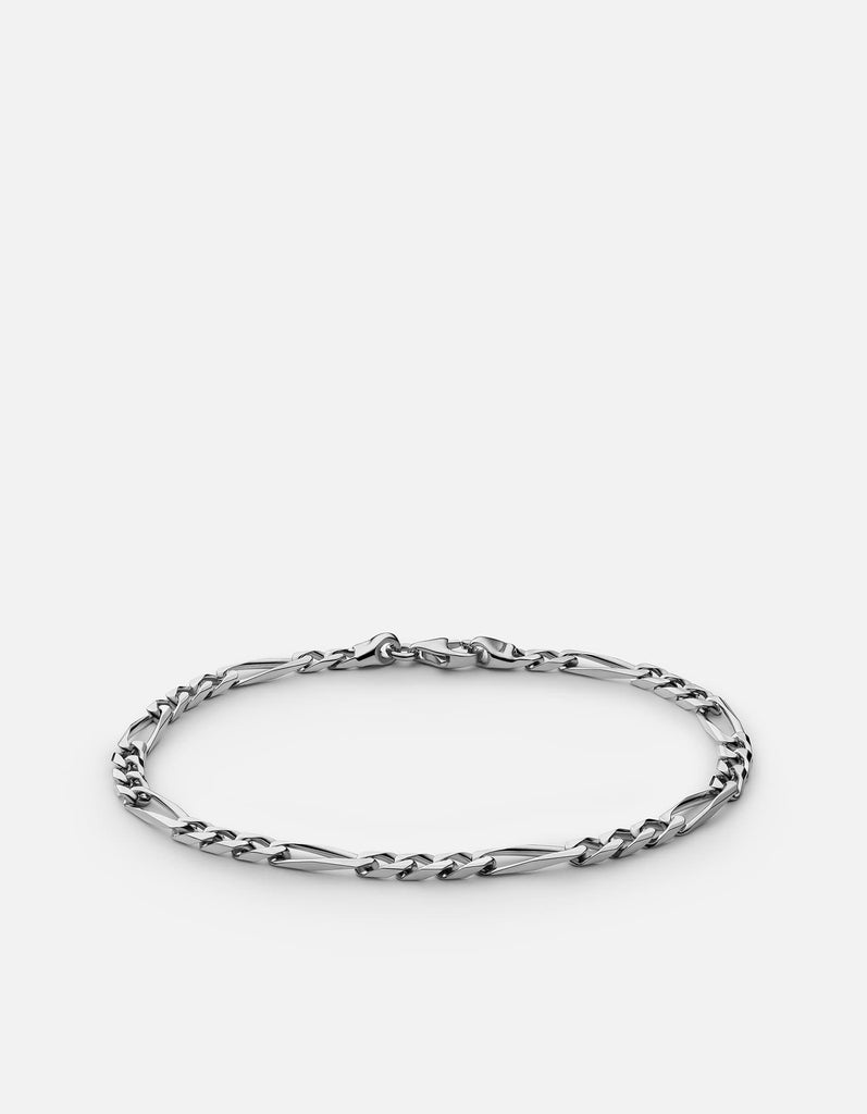 Miansai Bracelets 3mm Figaro Chain Bracelet, Sterling Silver Polished Silver / M