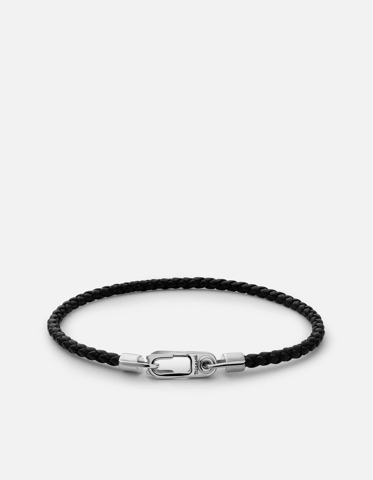 Black Leather & Sterling Silver Bracelet