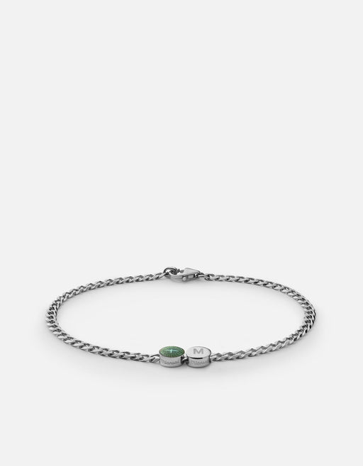 Miansai Bracelets Dove Type Chain Bracelet, Sterling Silver/Teal 1 Letter / Teal / S / Monogram: Yes