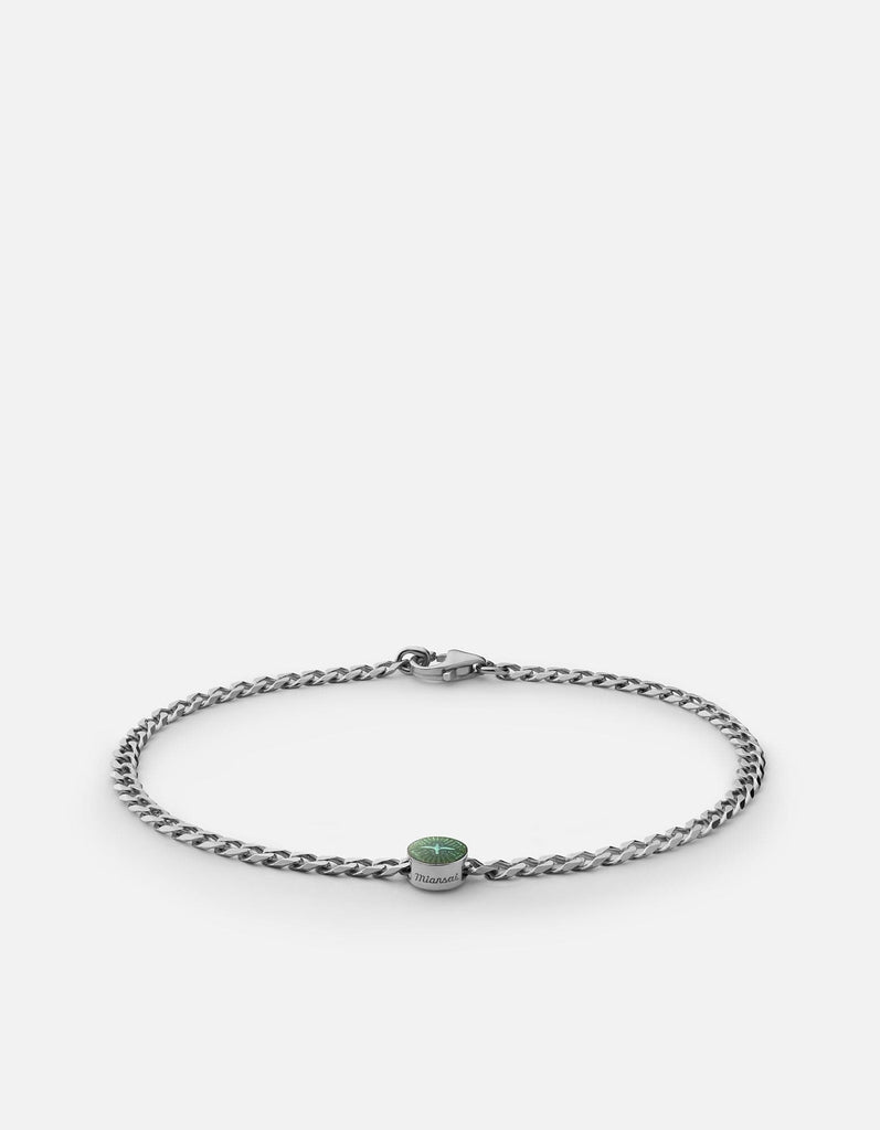 Miansai Bracelets Dove Type Chain Bracelet, Sterling Silver/Teal No Letter / Teal / S / Monogram: No