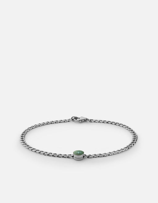 Miansai Bracelets Dove Type Chain Bracelet, Sterling Silver/Teal No Letter / Teal / S / Monogram: No