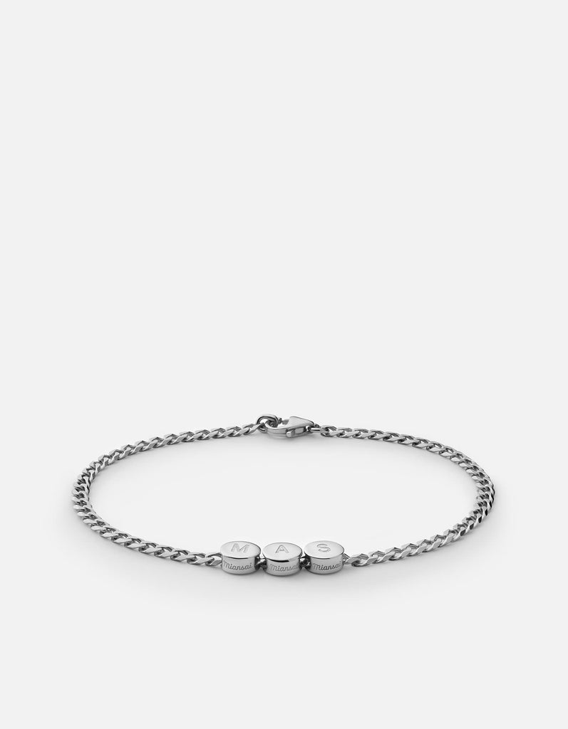 Miansai Bracelets Type Chain Bracelet, Sterling Silver 3 Letters / Polished Silver / M / Monogram: Yes