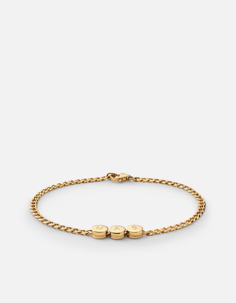 Miansai Bracelets Type Chain Bracelet, Gold Vermeil 3 Letters / Polished Gold / M / Monogram: Yes
