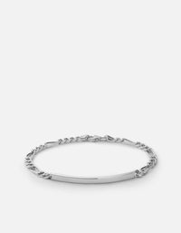 Miansai Bracelets 3mm ID Figaro Chain Bracelet, Sterling Silver Polished Silver / M / Monogram: No