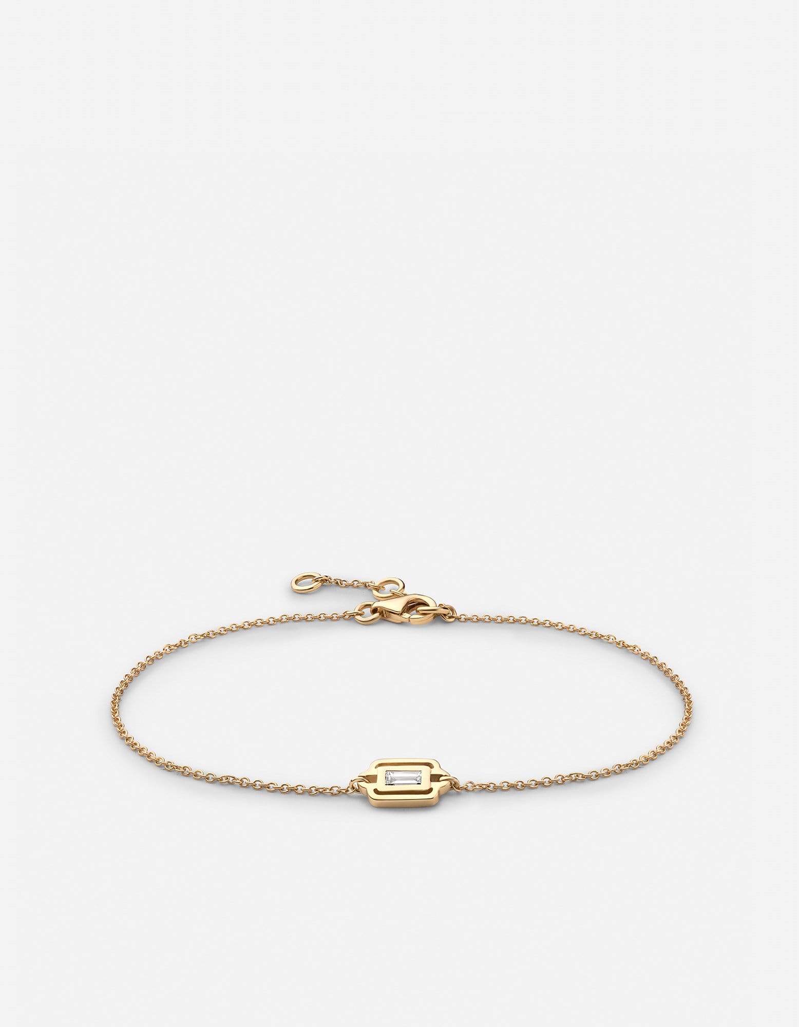 Luna Bracelet w/Baguette Diamond, 14k Yellow Gold | Women's Bracelets ...