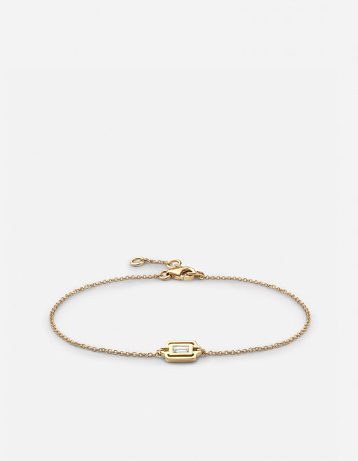 Luna Bracelet w/Baguette Diamond, 14k Yellow Gold | Women's Bracelets ...