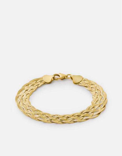 Miansai Bracelets Braided Herringbone Bracelet, Gold Vermeil Polished Gold / S