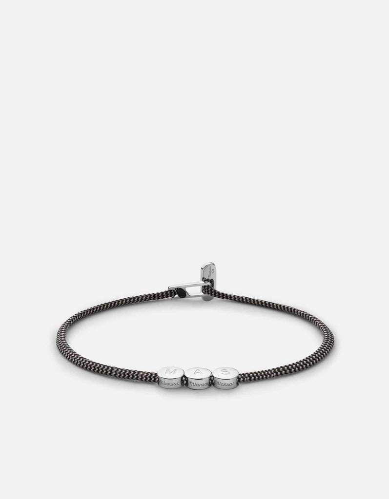 Miansai Bracelets Type Metric 2.5mm Rope Bracelet, Sterling Silver/Black/Gray 3 Letters / Black/Gray / S / Monogram: Yes