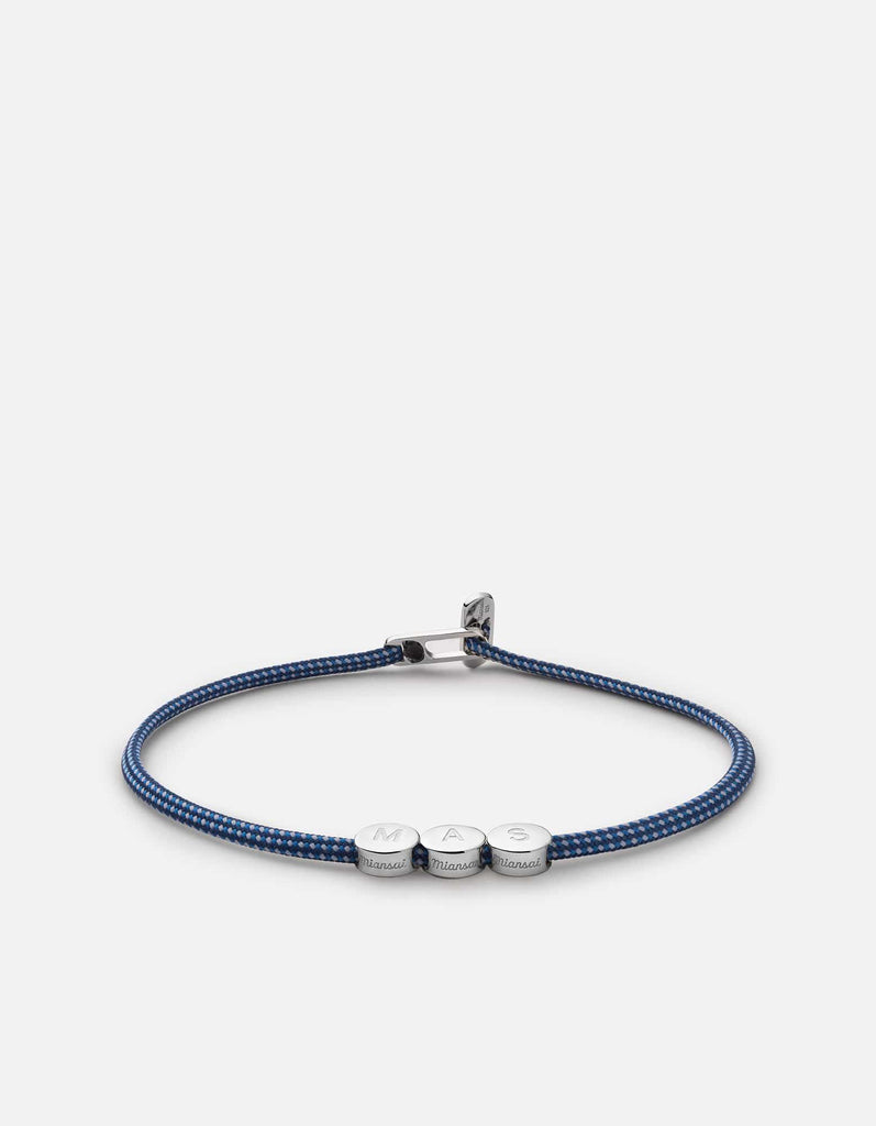 Miansai Bracelets Type Metric 2.5mm Rope Bracelet, Sterling Silver/Dark Blue 3 Letters / Dark Blue / S / Monogram: Yes
