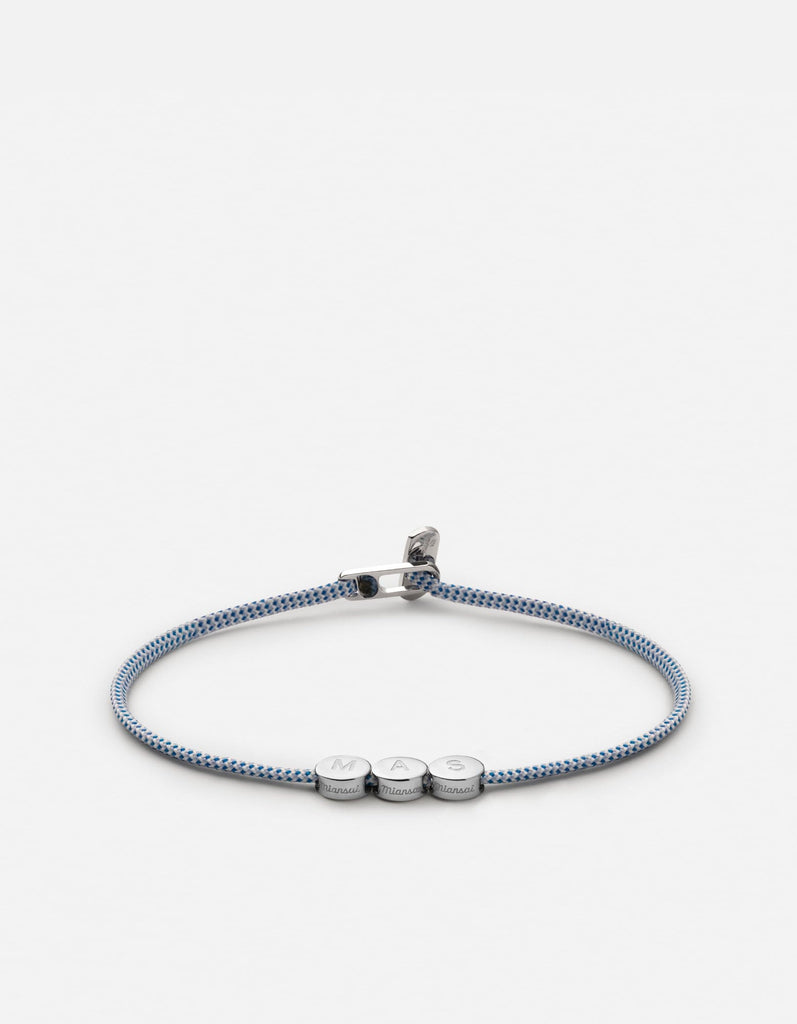 Miansai Bracelets Type Metric 2.5mm Rope Bracelet, Sterling Silver/Light Blue 3 Letters / Light Blue / S / Monogram: Yes