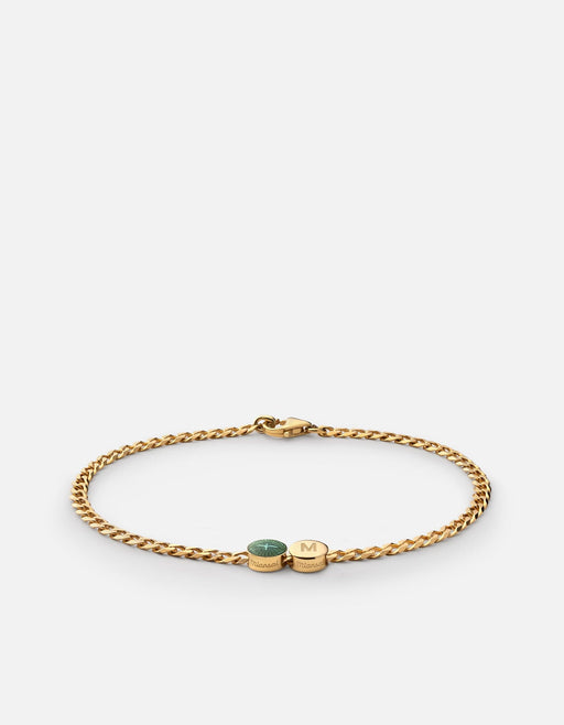 Miansai Bracelets Dove Type Chain Bracelet, Gold Vermeil 1 Letter / Teal / S / Monogram: Yes