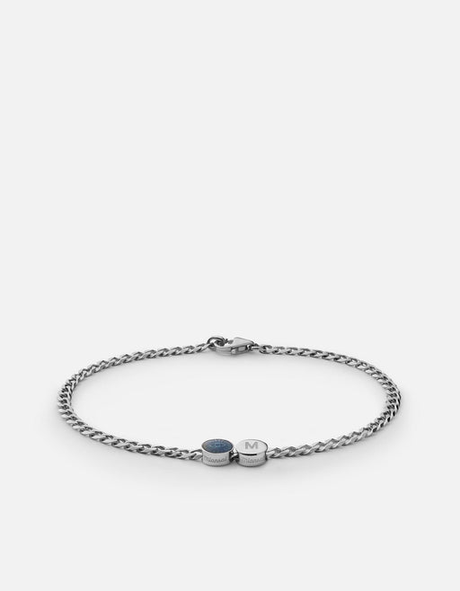 Miansai Bracelets Eye of Time Type Chain Bracelet, Sterling Silver/Blue 1 Letter / Blue / S / Monogram: Yes