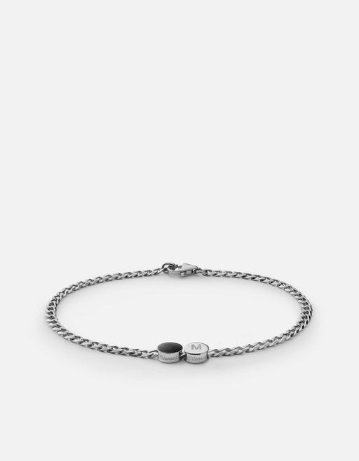 Miansai Bracelets Volcan Type Chain Bracelet, Sterling Silver 1 Letter / Black / S / Monogram: Yes