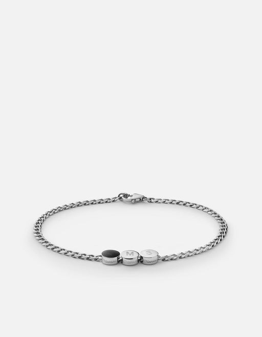 Miansai Bracelets Volcan Type Chain Bracelet, Sterling Silver 2 Letters / Black / S / Monogram: Yes