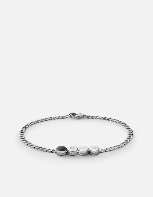 Miansai Bracelets Volcan Type Chain Bracelet, Sterling Silver 3 Letters / Black / S / Monogram: Yes