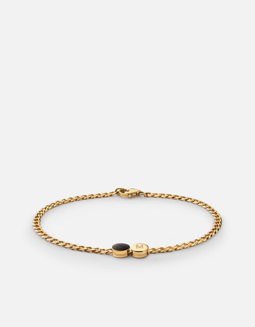 Miansai Bracelets Volcan Type Chain Bracelet, Gold Vermeil 1 Letter / Black / M / Monogram: Yes