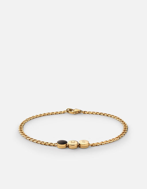 Miansai Bracelets Volcan Type Chain Bracelet, Gold Vermeil 2 Letters / Black / M / Monogram: Yes