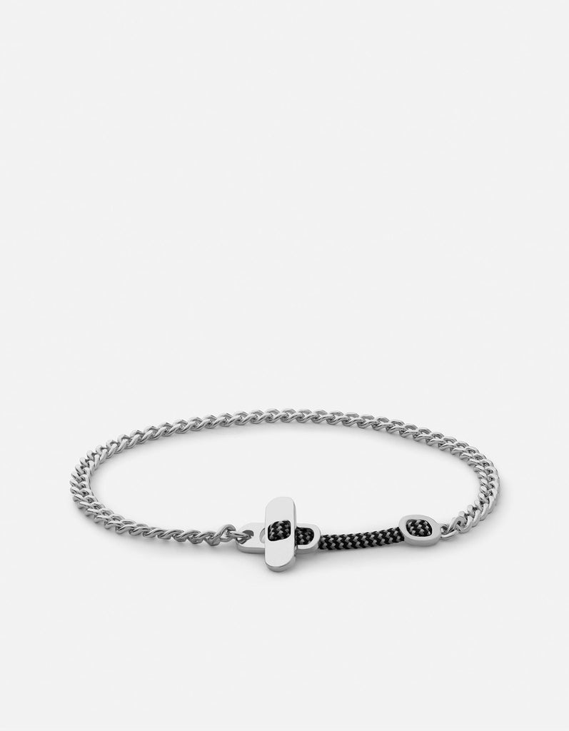 Miansai Bracelets Metric Chain Bracelet, Sterling Silver Black/Grey / S / Monogram: No