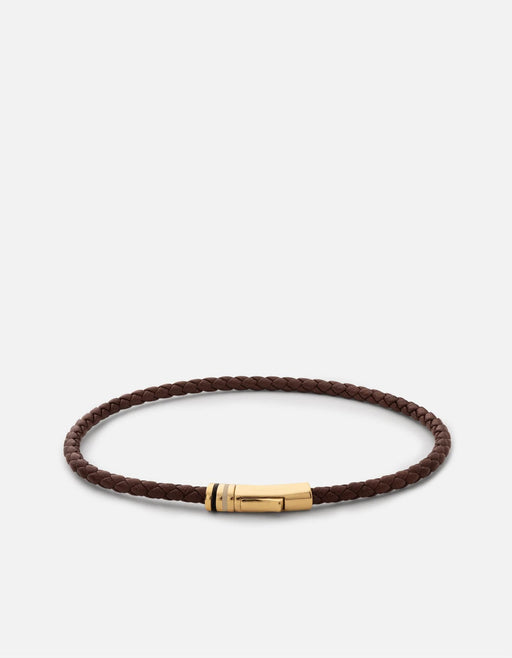 Miansai Bracelets Juno Leather Bracelet, Gold Vermeil Brown / S