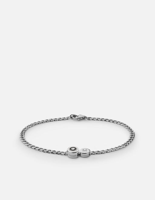 Miansai Bracelets Opus Sapphire Type Chain Bracelet, Sterling Silver/Black 1 Letter / Black / S / Monogram: Yes